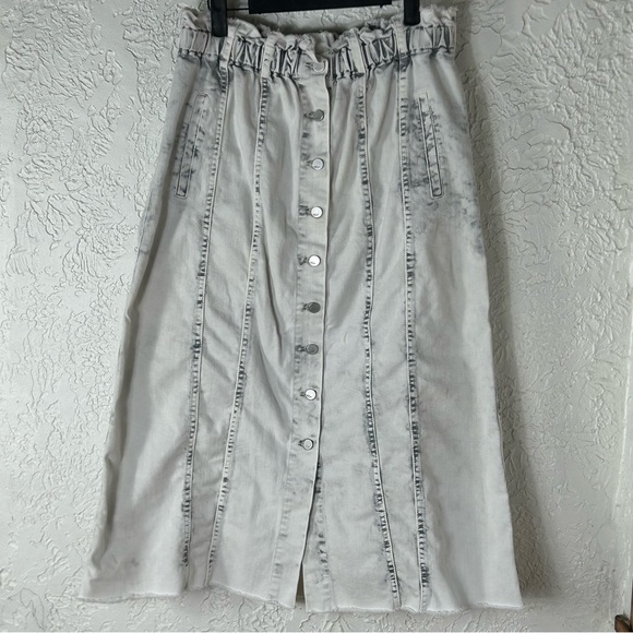 Wash Lab | Sally Button Front Skirt Grey Wash Midi Denim Size 31 - Picture 7 of 11